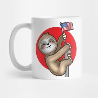Kawaii USA Patriotic Japanese American Sloth Mug
